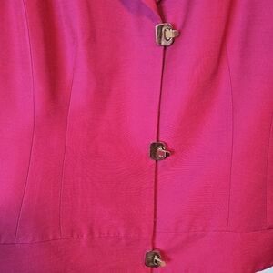 Jones New York Jacket Hot Barbie Pink size 10 Reg Silver Clip Closure
